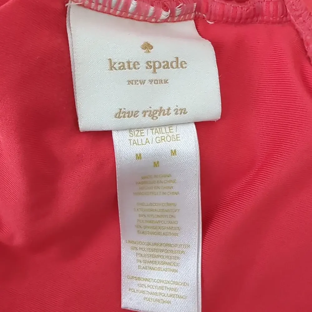 Kate Spade Swimsuit One Piece Dive Right‎ Coral Cut Out Keyhole Rose M